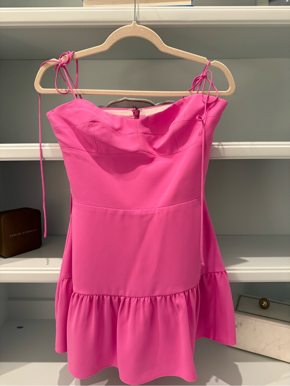 Amanda Uprichard Hot Pink Tie-Strap Mini skort/romper mini dress
